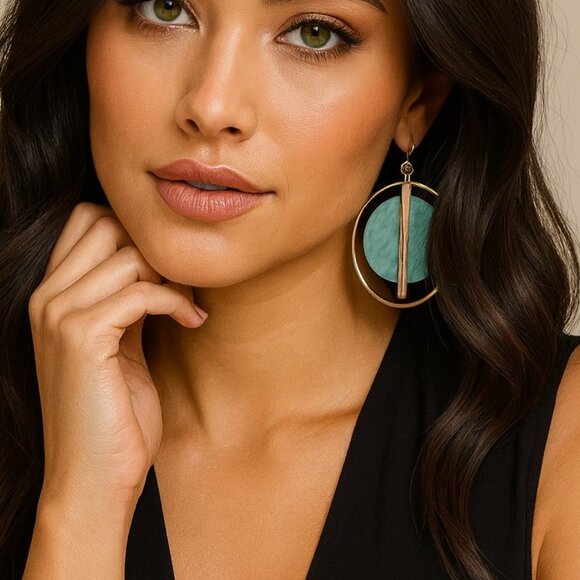 Gennaro Gold Tone Geometric Modern Hoops - Picture 3 of 6